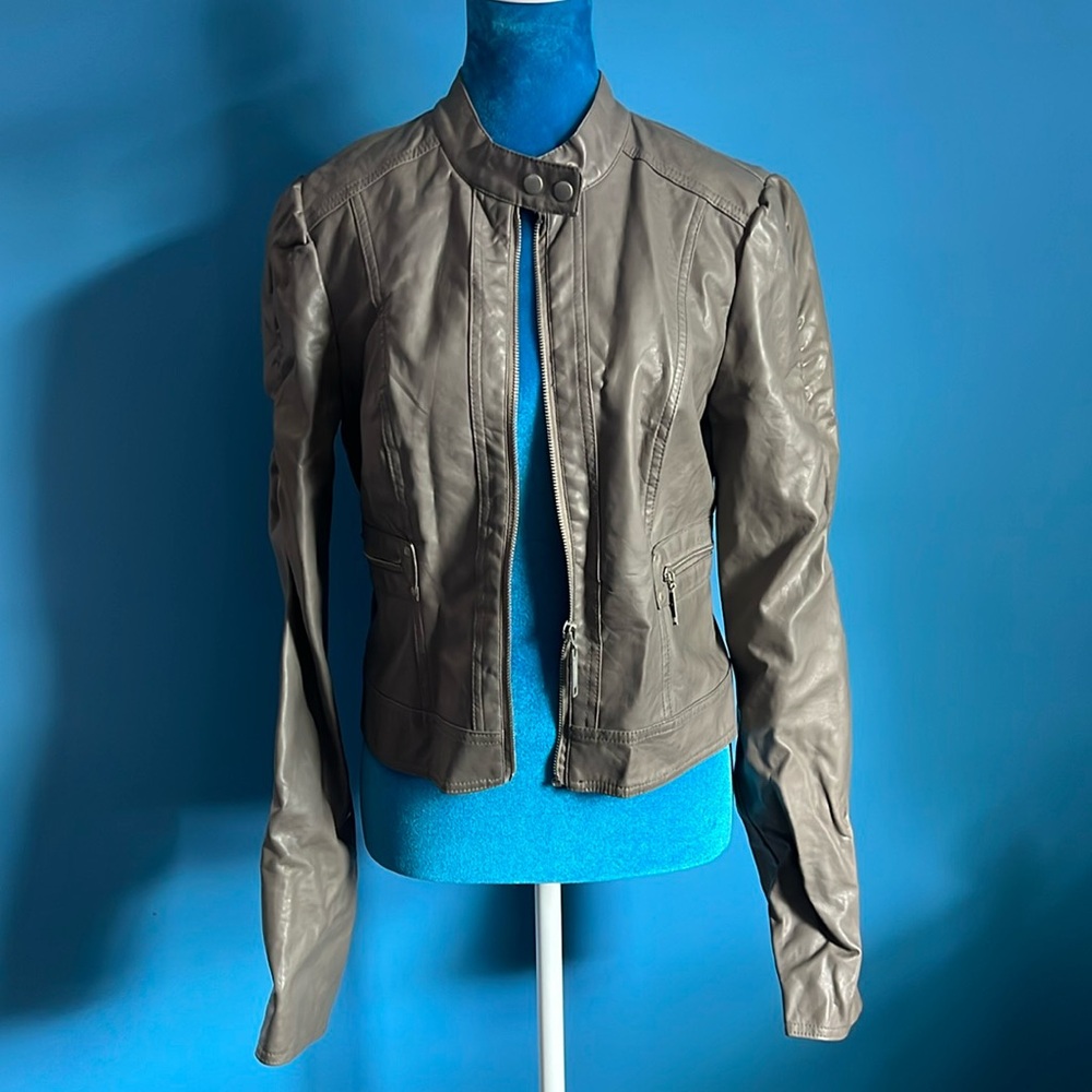 Grey Leather Jacket (M)